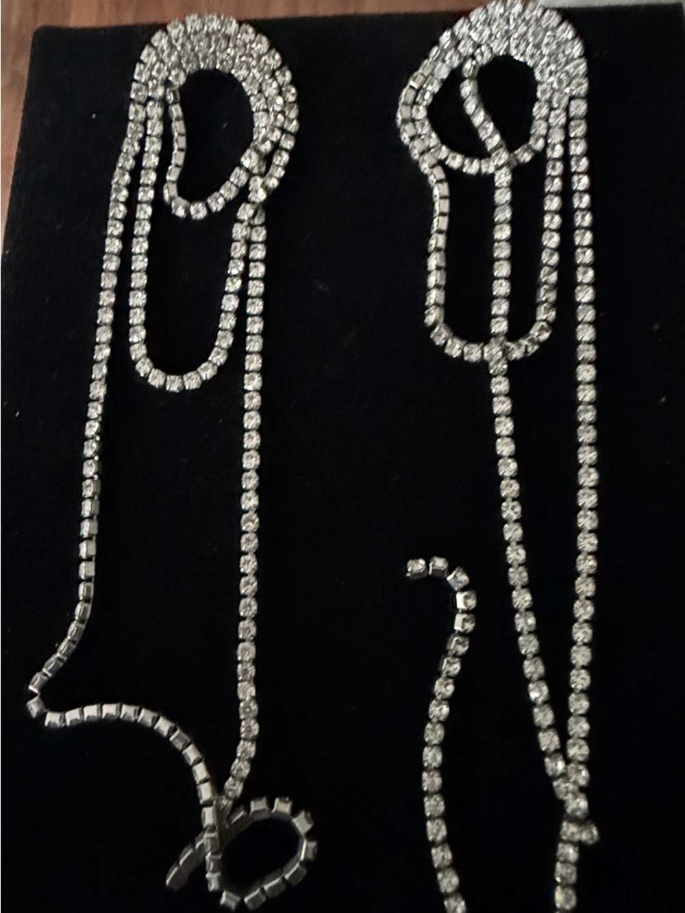 Anthropologie Silver Crystal Cascade Drop Earrings